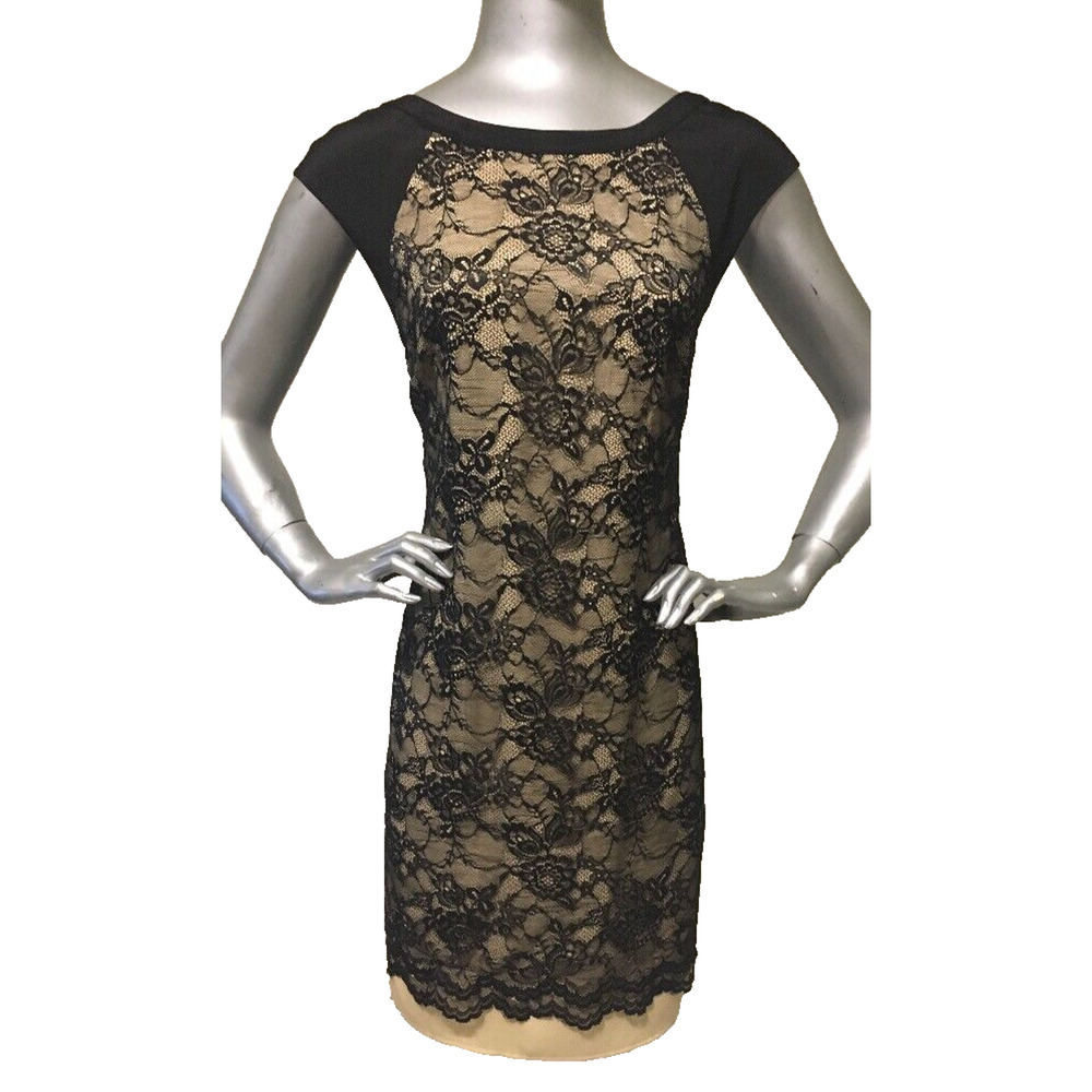Jessica Simpson Black Lace Cap Sleeve Dress Size 6